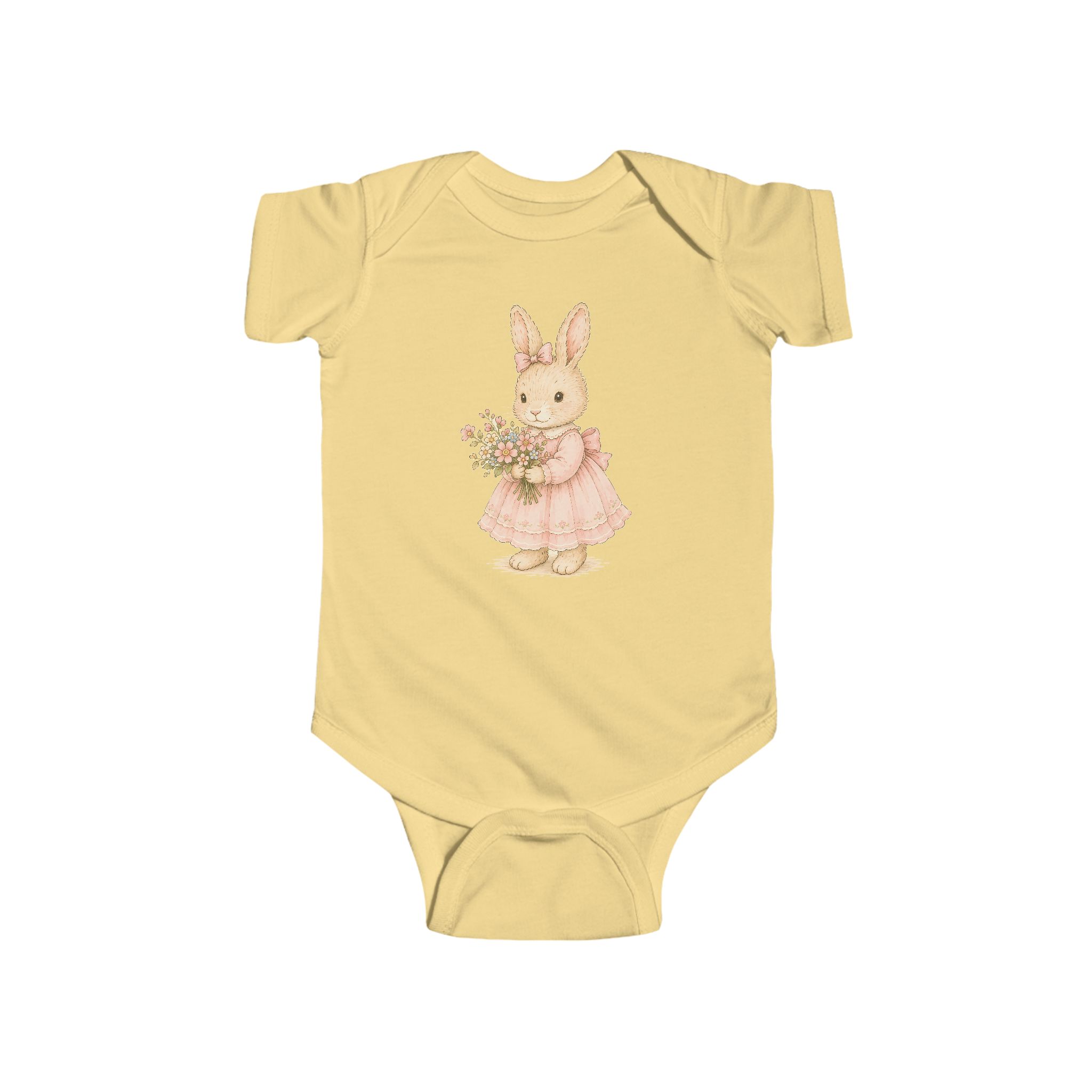 Baby Bodysuit — Vintage Bunny in Pink Dress Infant Onesie - Image 4