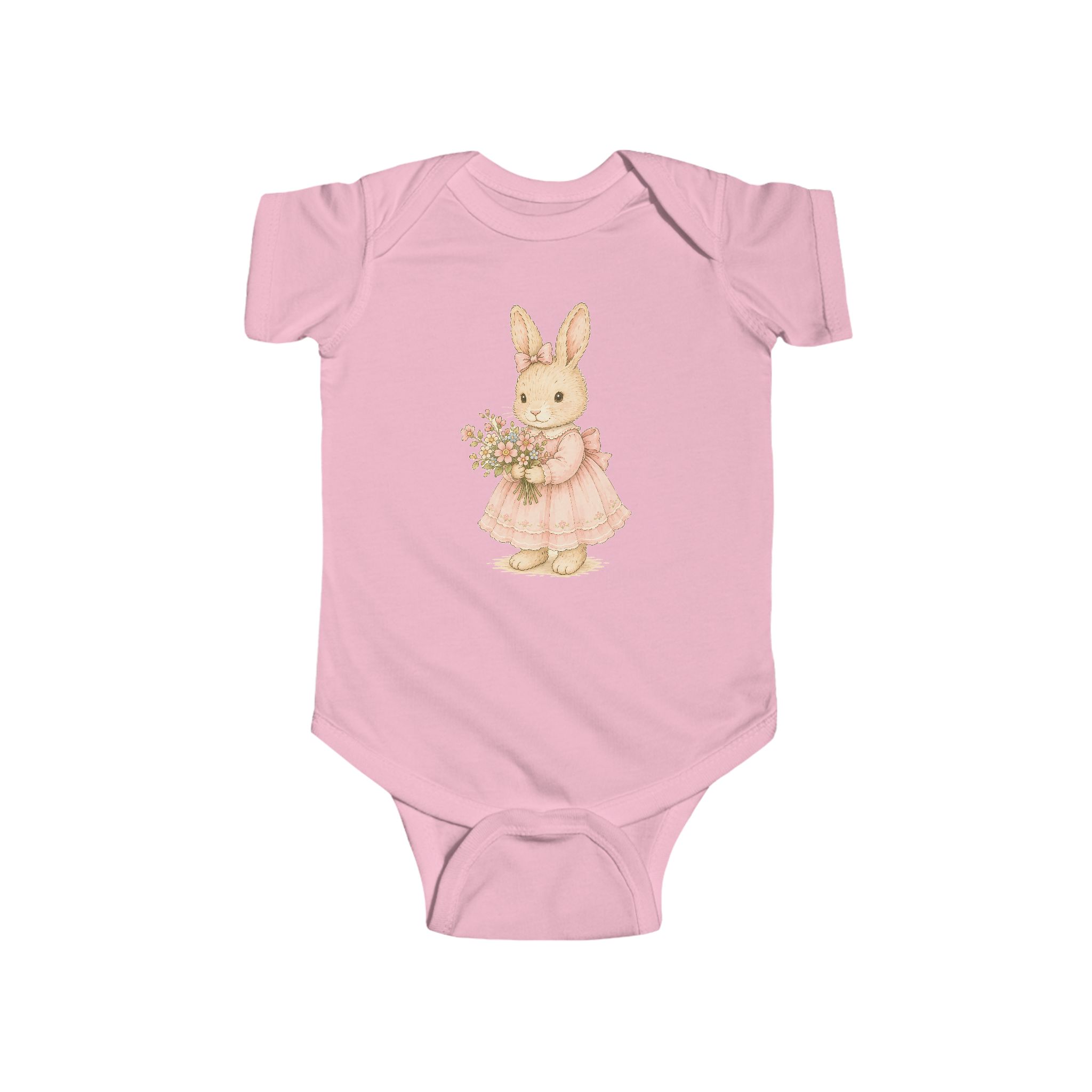 Baby Bodysuit — Vintage Bunny in Pink Dress Infant Onesie - Image 7