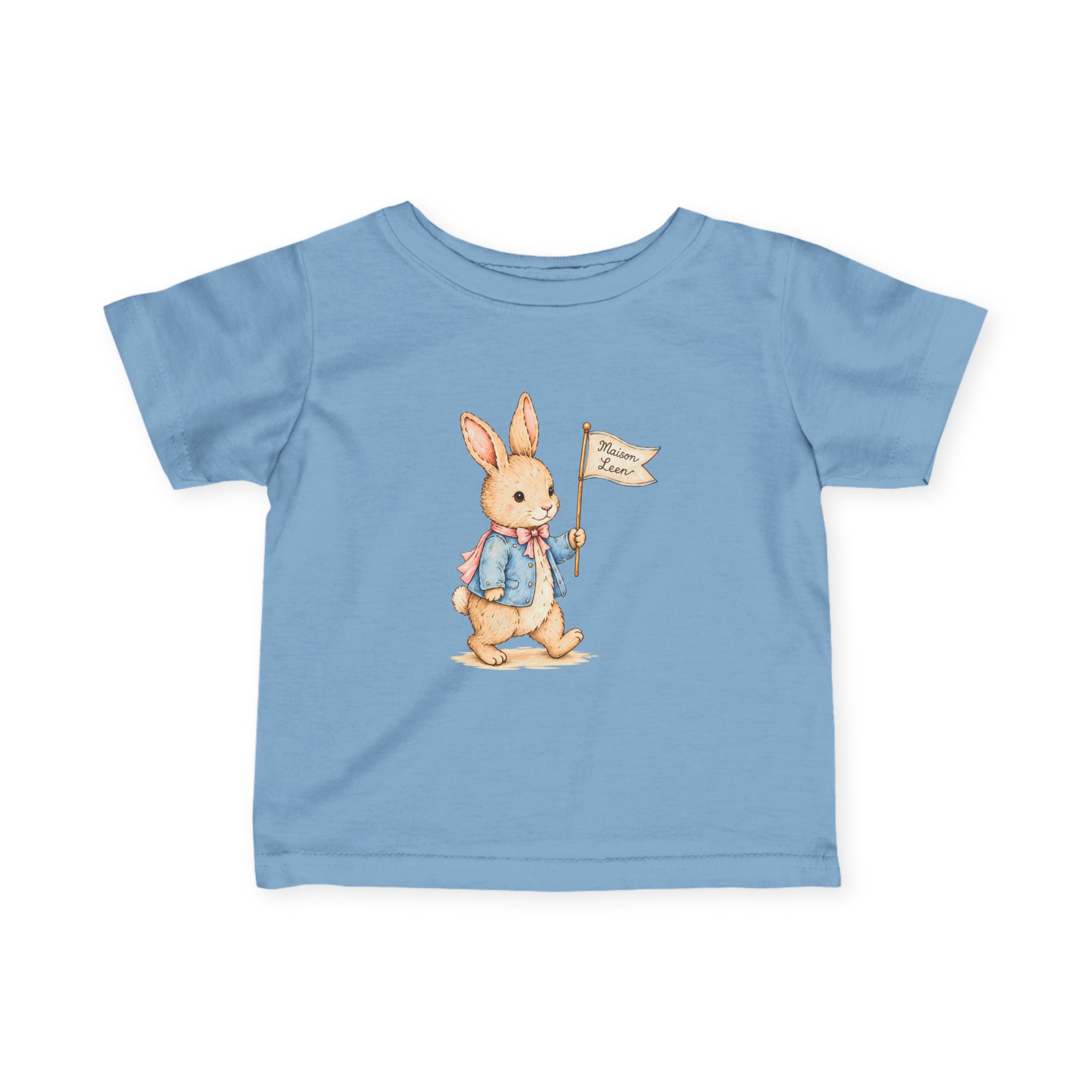 Infant Tee — Watercolor Peter Rabbit with ‘Love You’ Flag (Baby Shower Gift) - Image 5